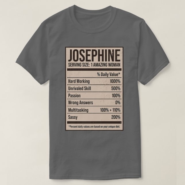 Josephine Nutrition Facts Namn Nickname Alias Titl T Shirt (Design framsida)