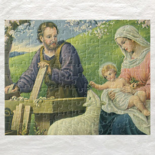 Joseph's Workshop med Mary och Baby Jesus Pussel