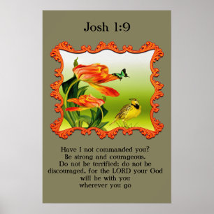 Josh 1:9 Gult och svart myggfågel Poster
