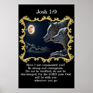 Josh 1:9 Varger tittar in i fullt måne. Poster