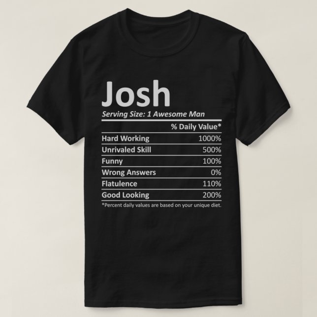 JOSH Nutrition Funny Birthday Personlig Namn Gi T Shirt (Design framsida)