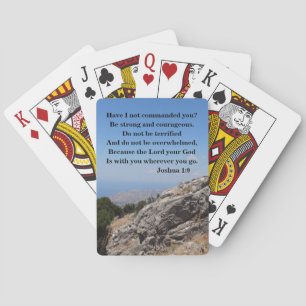 Joshua 1:9-Anpassningsbarnas bibelverse med bergsv Casinokort