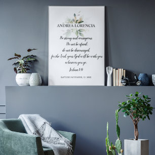 Joshua 1 9 Baptism Gift Poster