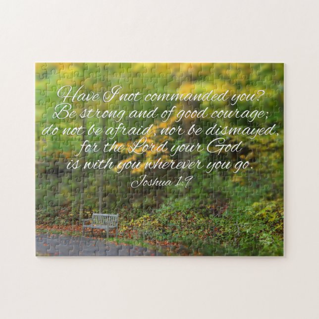 Joshua 1:9 Bibelverse kristen natur Pussel (Horisontell)