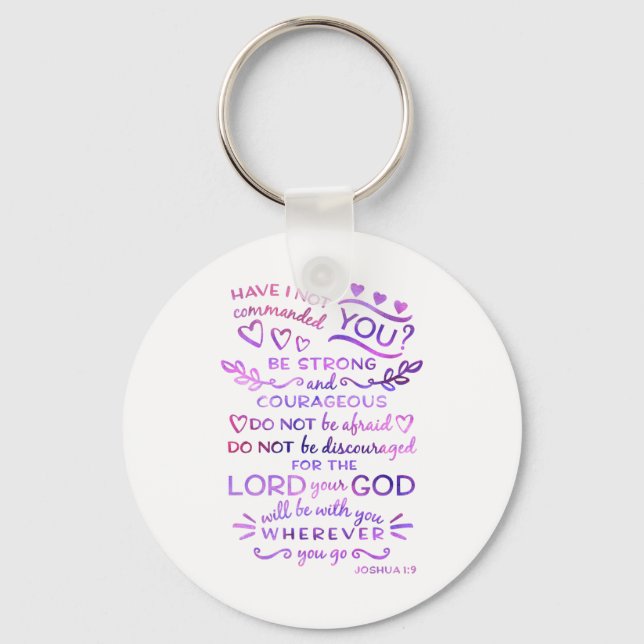 Joshua 1:9 Bible Scripture Verse Keychain Nyckelring (Framsida)