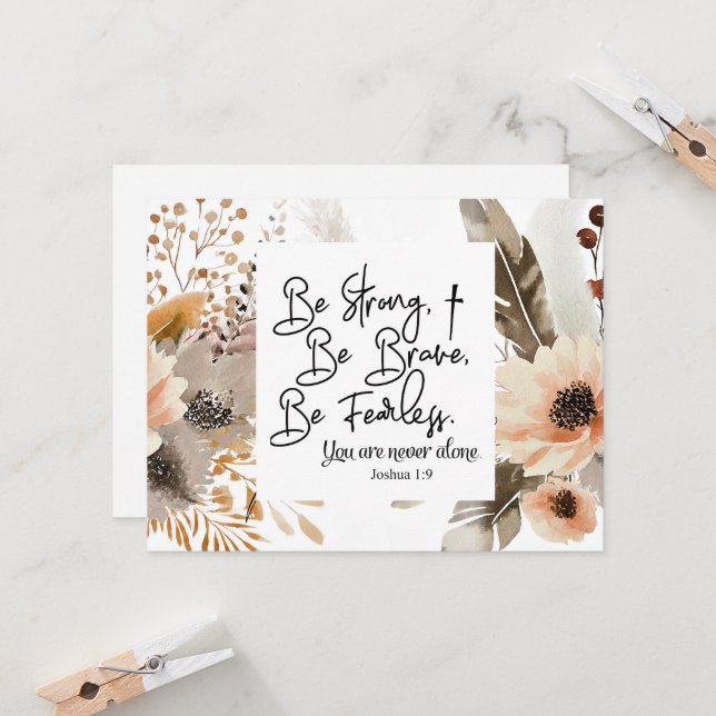 Joshua 1 9 Bli ett starkt Modigt bible Verse-kort (Fram/Back In Situ)