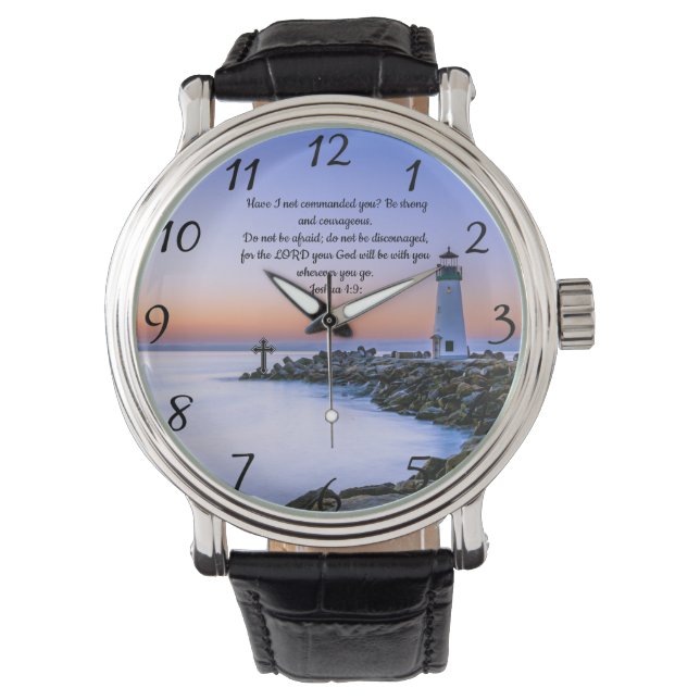Joshua 1:9:Christian Faith prayer Armbandsur (Framsida)