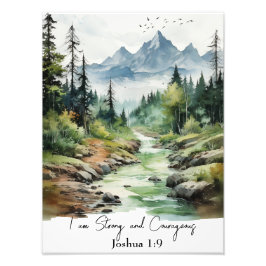 Joshua 1:9 Christian Nursery Art, Woodland Tema Fototryck