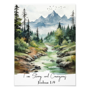 Joshua 1:9 Christian Nursery Art, Woodland Tema Fototryck