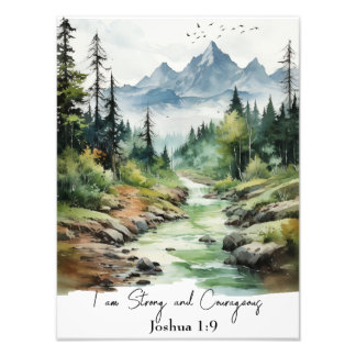 Joshua 1:9 Christian Nursery Art, Woodland Tema Fototryck