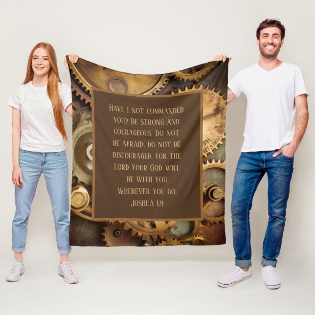 Joshua 1:9 Fleece Blanket Encouraging Bible Verse  (På plats)