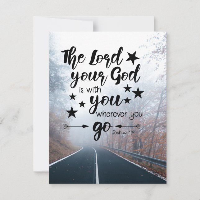 Joshua 1:9 Gud är med dig överallt. Kort (Framsida)