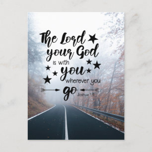 Joshua 1:9 Gud är med dig vart du än går Vykort