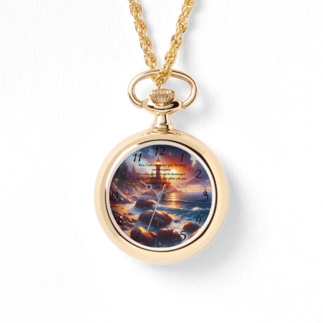 Joshua 1:9:Kristen tro bön Armbandsur (Framsida)