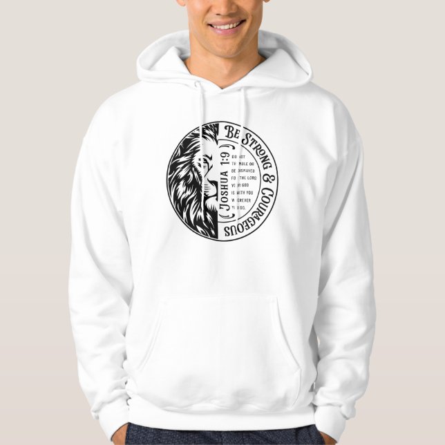 Joshua 1:9 Lejonupplaga Hoodie (Framsida)