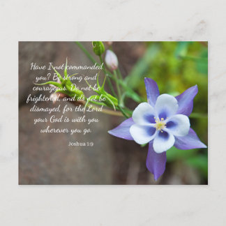 Joshua 1:9 Lila Columbine Flower Postcard Vykort
