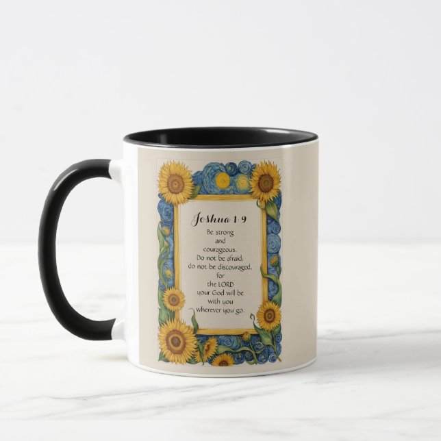 Joshua 1:9 NIV Bibelvers Konst Mugg (Vänster)