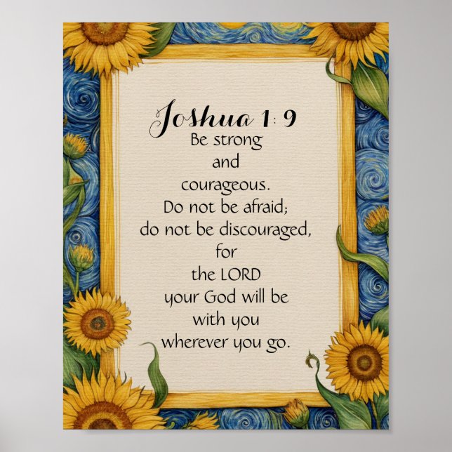 Joshua 1:9 NIV Bibelvers Konst Poster (Framsidan)