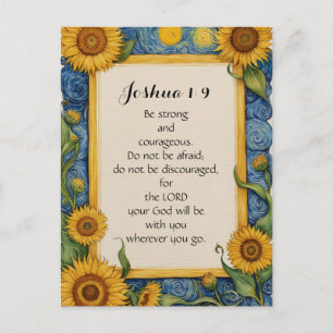 Joshua 1:9 NIV Bibelvers Konst Vykort