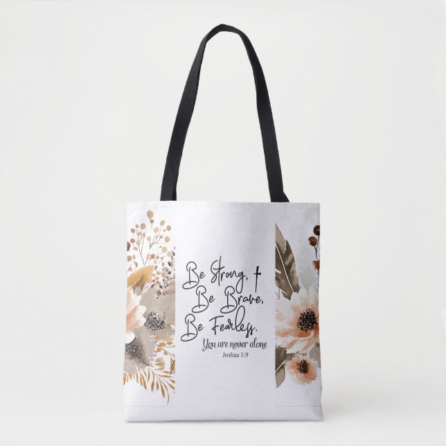 Joshua 1 9 ska vara stark, Modig bibelverse Tygkasse (Framsida)