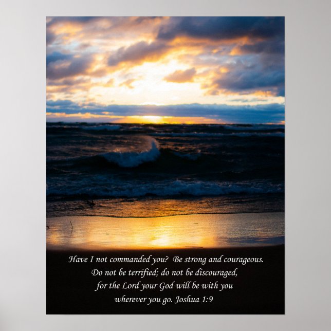 Joshua 1:9 Solnedgång Poster (Framsidan)
