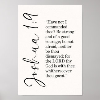 Joshua 1:9 Typografi Väggkonst Tryck