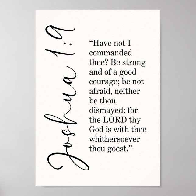 Joshua 1:9 Typografi Väggkonst Tryck  (Framsidan)