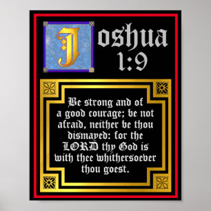 Joshua 1:9 Upplyst gammal testamentsbibel-verse Poster