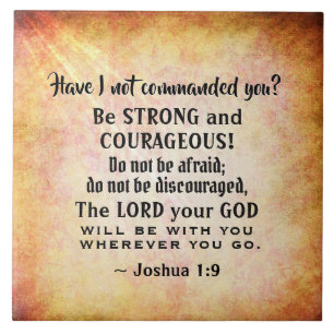 Joshua 1:9 Var stark och modig, bibelverse Kakelplatta