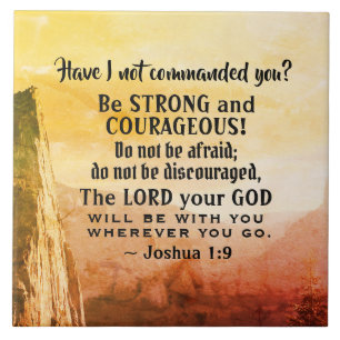 Joshua 1:9 Var stark och modig, bibelverse Kakelplatta