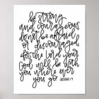 Joshua 1:9 - Var stark och modig - Poster