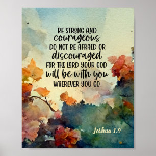Joshua 1:9 Var stark och modig vattenfärg Poster