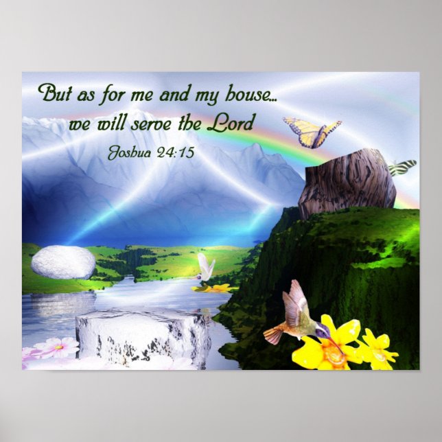 Joshua 24:15 Bible Verse Christian Poster (Framsidan)