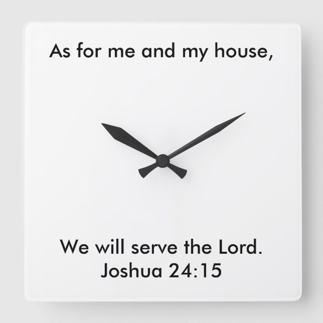 Joshua 24:15-klocka fyrkantig klocka (Framsida)