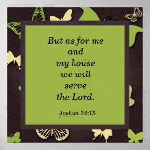 Joshua 24:15 Skripture Verse Butterfly Poster