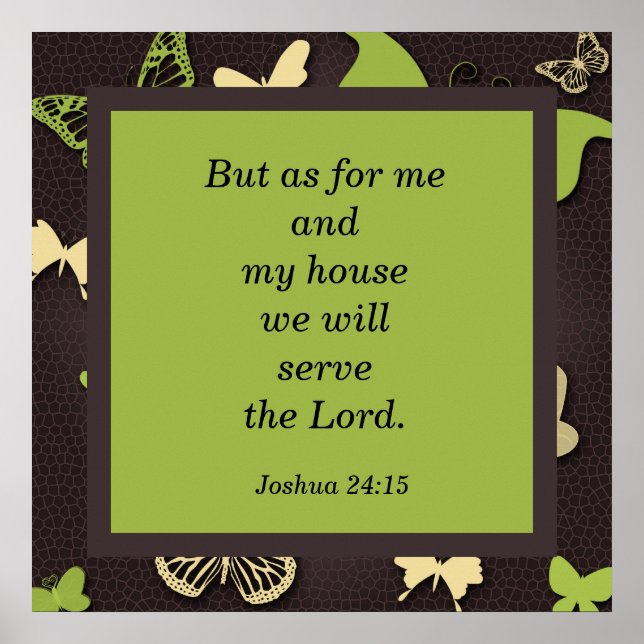 Joshua 24:15 Skripture Verse Butterfly Poster (Framsidan)