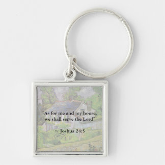 Joshua 24:15Van Gogh hus Fyrkantig Silverfärgad Nyckelring