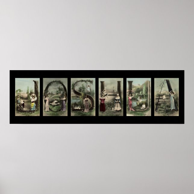 JOSHUA Alphabet Brev Namn Art Poster (Framsidan)