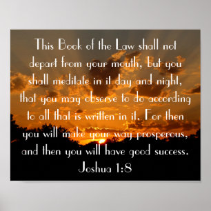 Joshua för solnedgångbibelverse 1:8 poster