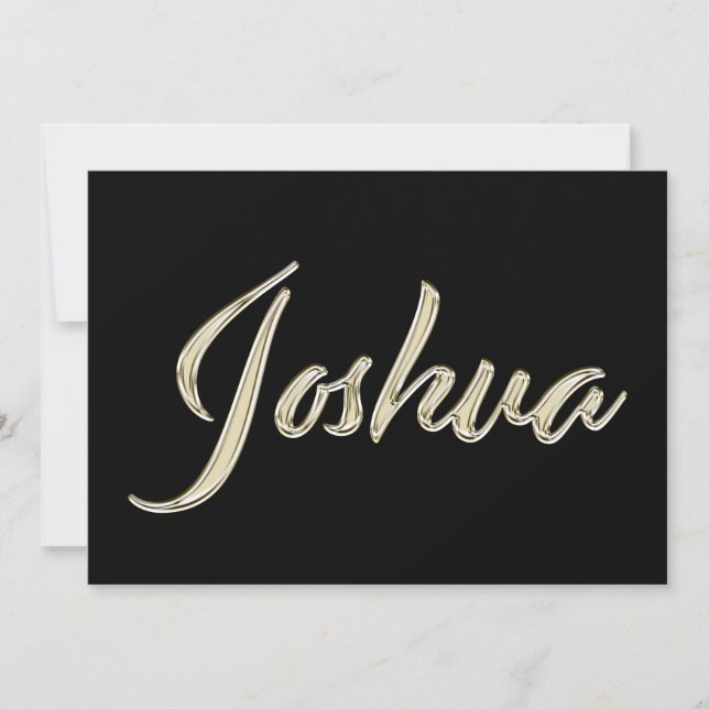 Joshua Name white gold Handwriting Karte Kort (Framsida)