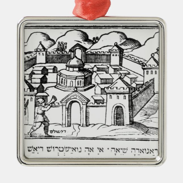 Joshua på väggarna av Jericho Julgransprydnad Metall (Framsidan)