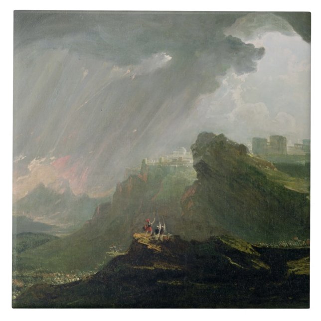 Joshua som befaller solen för att stå fortfarande kakelplatta (Framsidan)