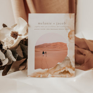 Joshua Träd Bohemian Neutralt Bröllop Photo Inbjudningar