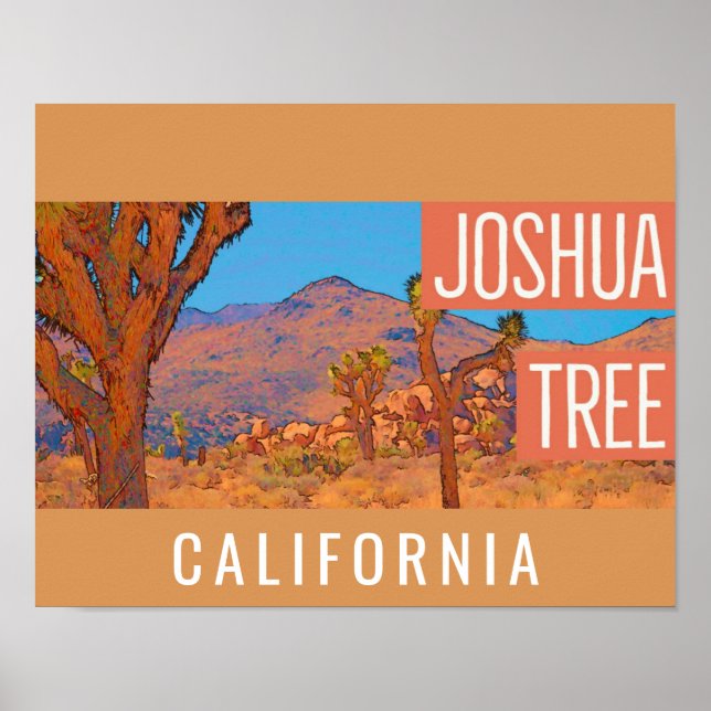 Joshua Träd California Retro Travel Poster (Framsidan)
