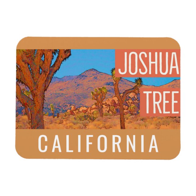 Joshua Träd California Retro Travel Poster Magnet (Horisontell)