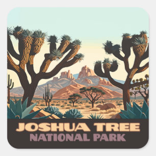 Joshua Träd nationalpark i Kalifornien Desert Fyrkantigt Klistermärke