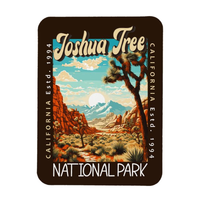 Joshua Träd nationalpark Illustration Distress Magnet (Vertikal)