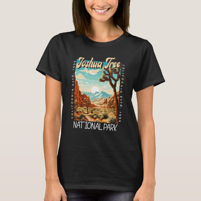 Joshua Träd nationalpark Illustration Distress T Shirt (Framsida)