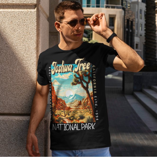 Joshua Träd nationalpark Illustration Distress T Shirt (Skapare uppladdad)