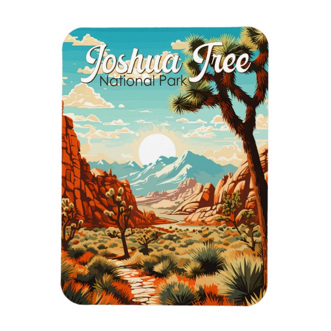 Joshua Träd nationalpark Illustration Retro Magnet (Vertikal)